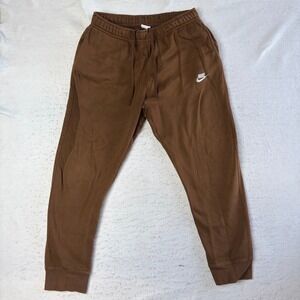 Nike Jogger Sweatpants Mens Large Brown Fleece Tapered Leg